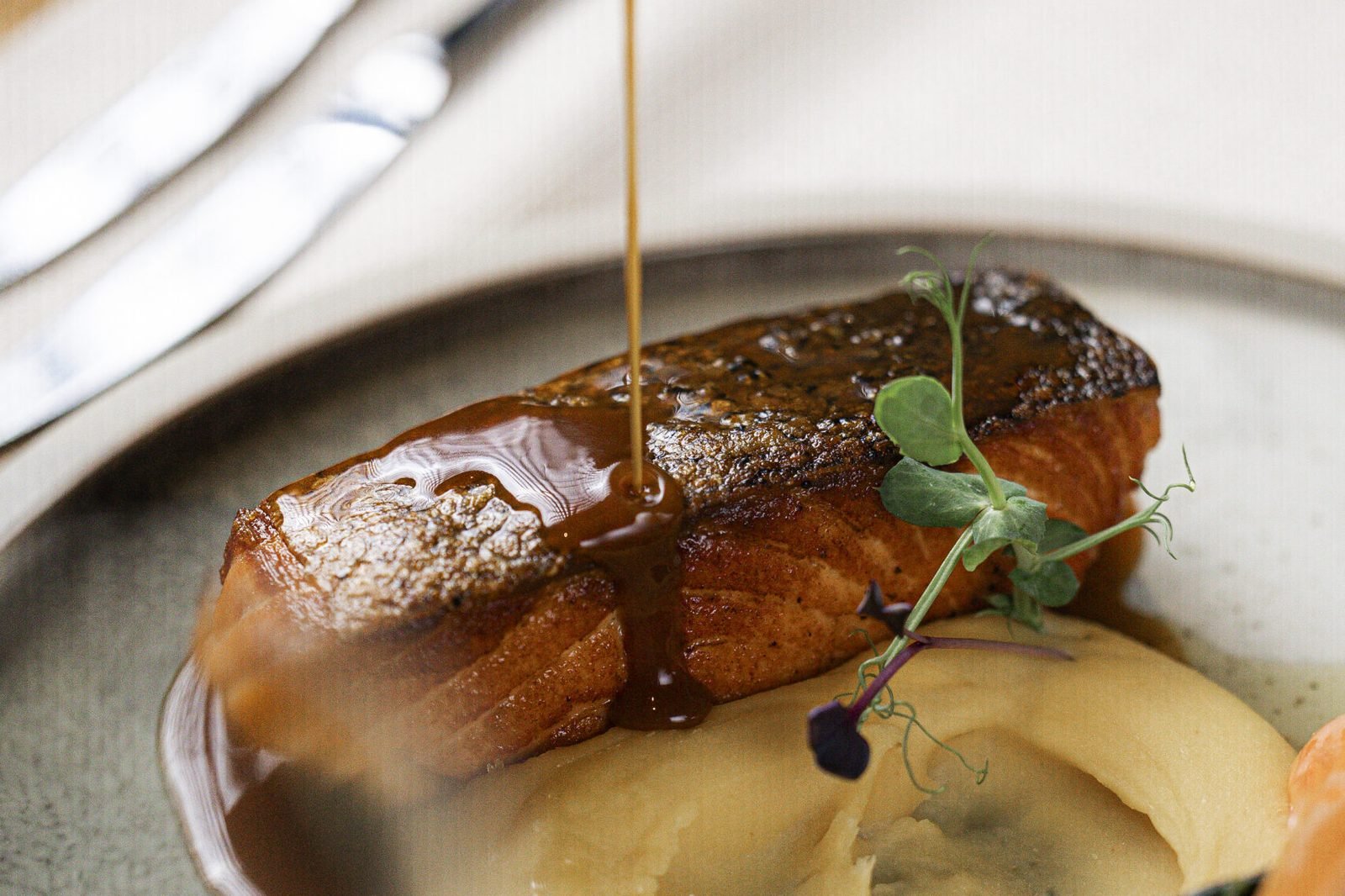 A composed dish from the Grand PaneVino kitchen
