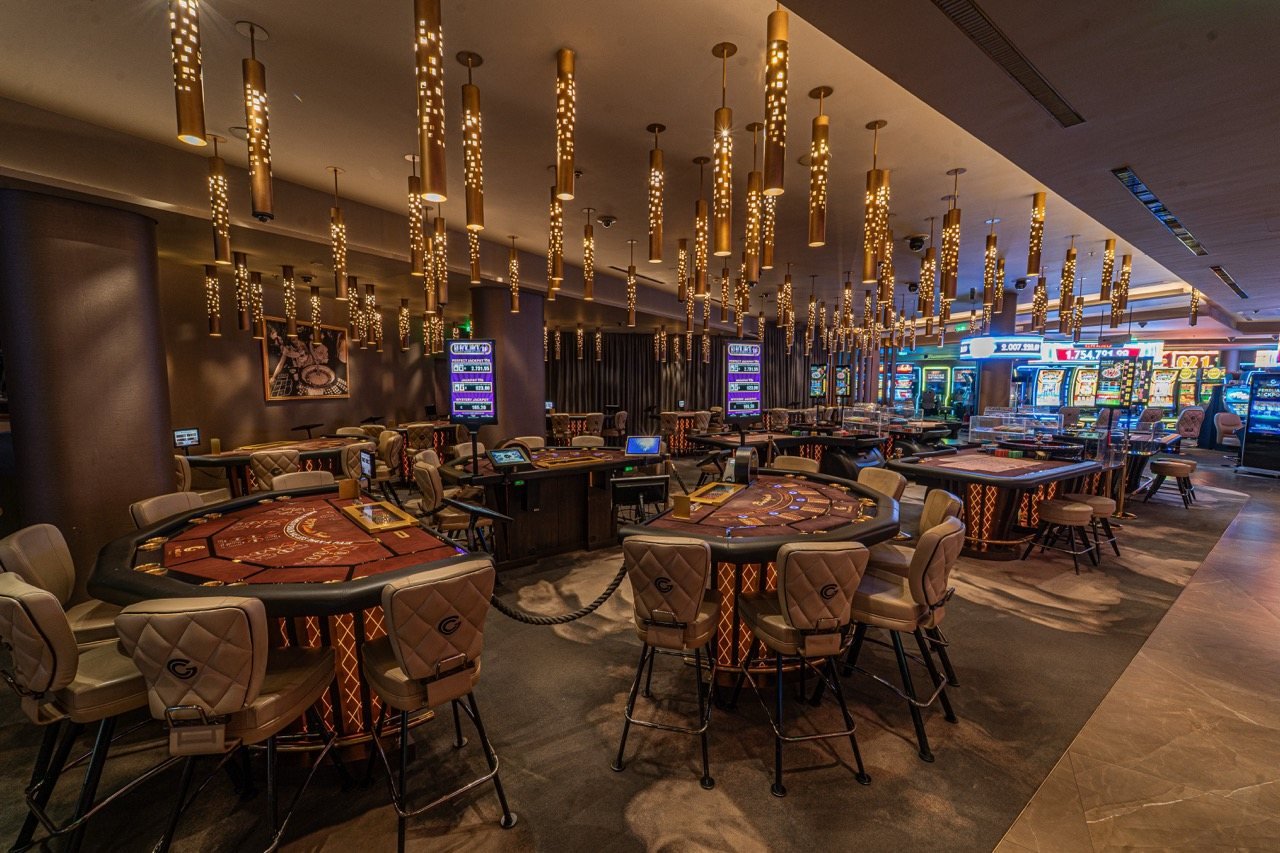 Poker tables on the floor